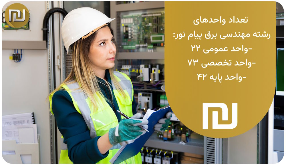 تعداد واحدهای رشته مهندسی برق پیام نور